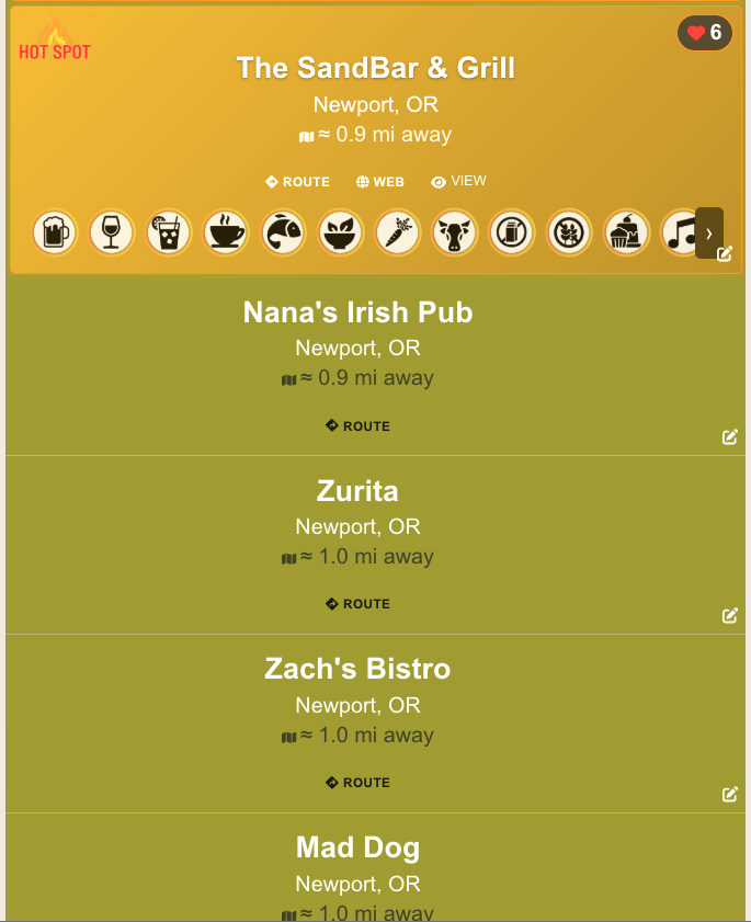 Example of an Enhanced (Hot Spot) listing vs. Basic listings in the Wayfinding explorer
