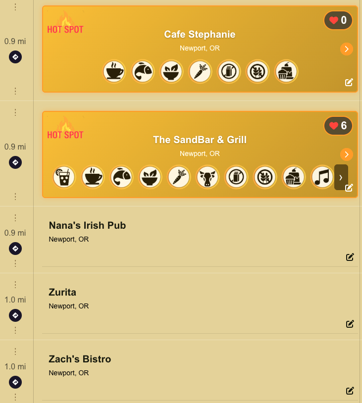 Example of an Enhanced (Hot Spot) listing vs. Basic listings in the Wayfinding explorer